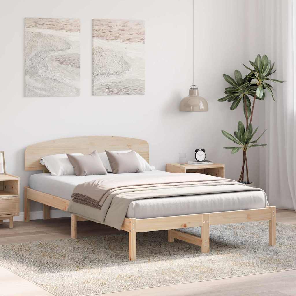 Bedframe met hoofdeinde Naturel 140 x 190 cm Massief grenenhout is nu te koop bij PeponiXL, paradijselijk wonen!