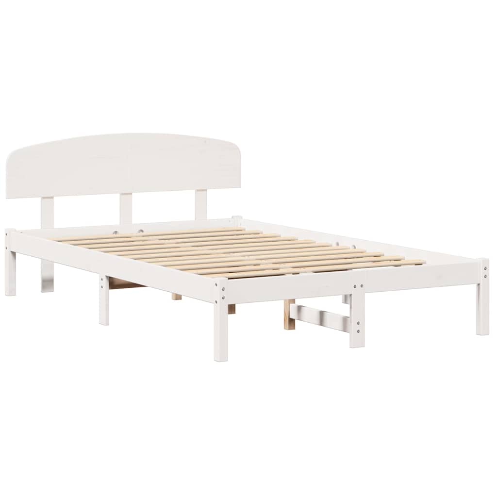 Bedframe met hoofdeinde Wit 140 x 190 cm Massief grenenhout is nu te koop bij PeponiXL, paradijselijk wonen!