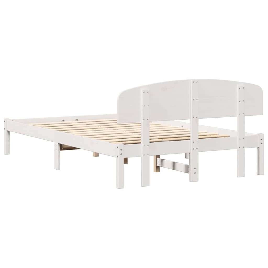 Bedframe met hoofdeinde Wit 140 x 190 cm Massief grenenhout is nu te koop bij PeponiXL, paradijselijk wonen!