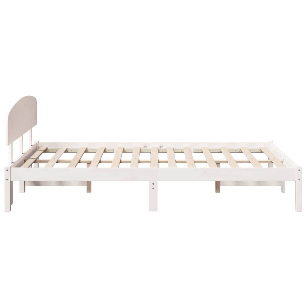Bedframe met hoofdeinde Wit 140 x 190 cm Massief grenenhout is nu te koop bij PeponiXL, paradijselijk wonen!
