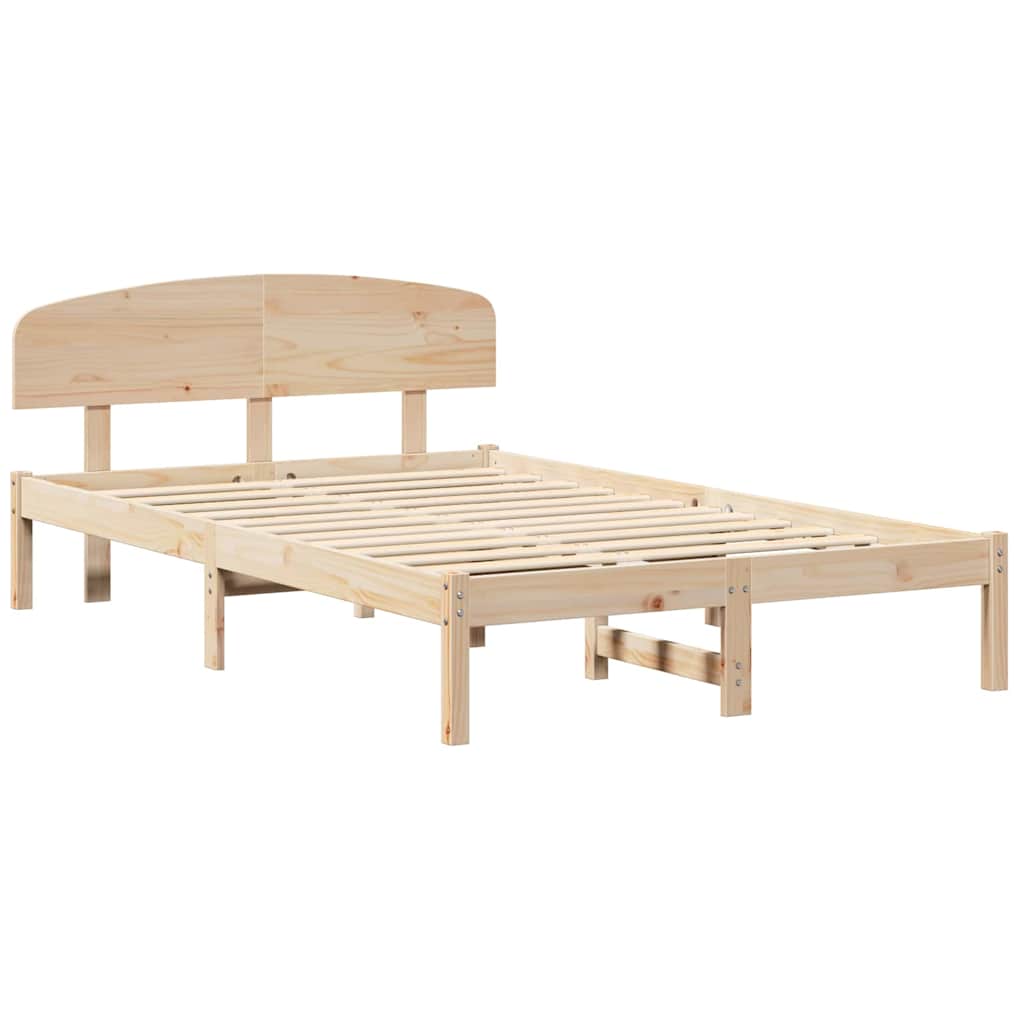 Bedframe met hoofdeinde Naturel 135 x 190 cm Massief grenenhout is nu te koop bij PeponiXL, paradijselijk wonen!