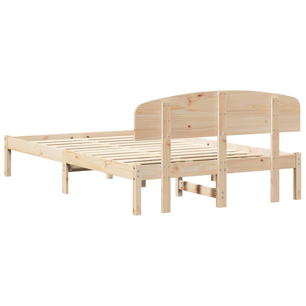 Bedframe met hoofdeinde Naturel 135 x 190 cm Massief grenenhout is nu te koop bij PeponiXL, paradijselijk wonen!