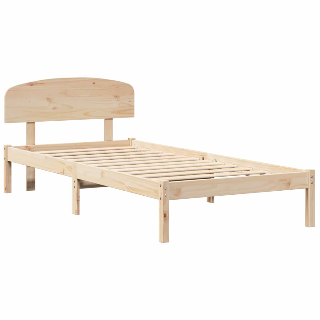 Bedframe met hoofdeinde Naturel 100 x 200 cm Massief grenenhout is nu te koop bij PeponiXL, paradijselijk wonen!