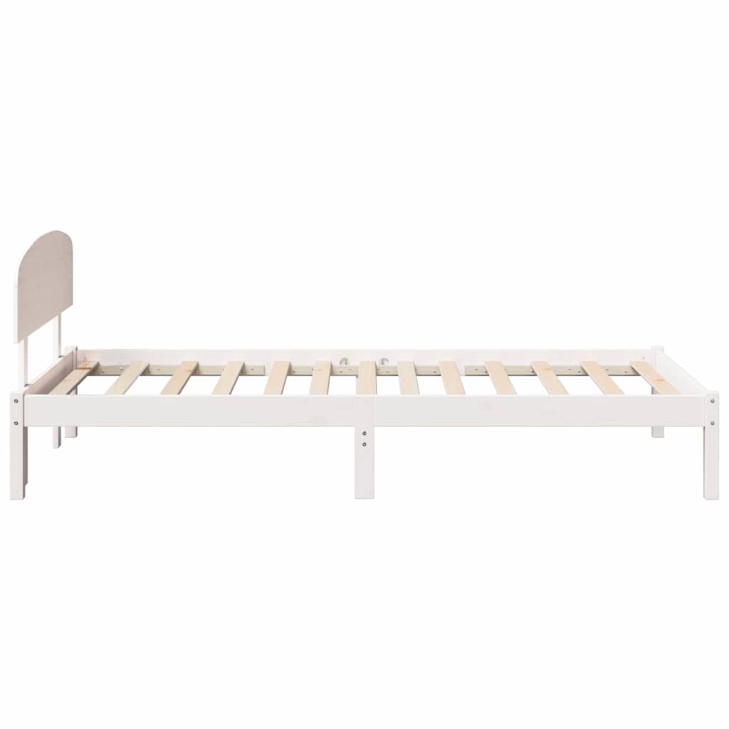 Bedframe met hoofdeinde Wit 100 x 200 cm Massief grenenhout is nu te koop bij PeponiXL, paradijselijk wonen!