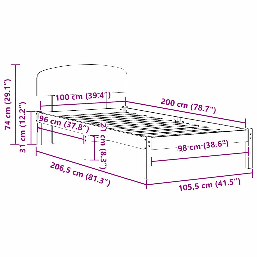 Bedframe Wasbruin 100 x 200 cm Massief grenenhout is nu te koop bij PeponiXL, paradijselijk wonen!