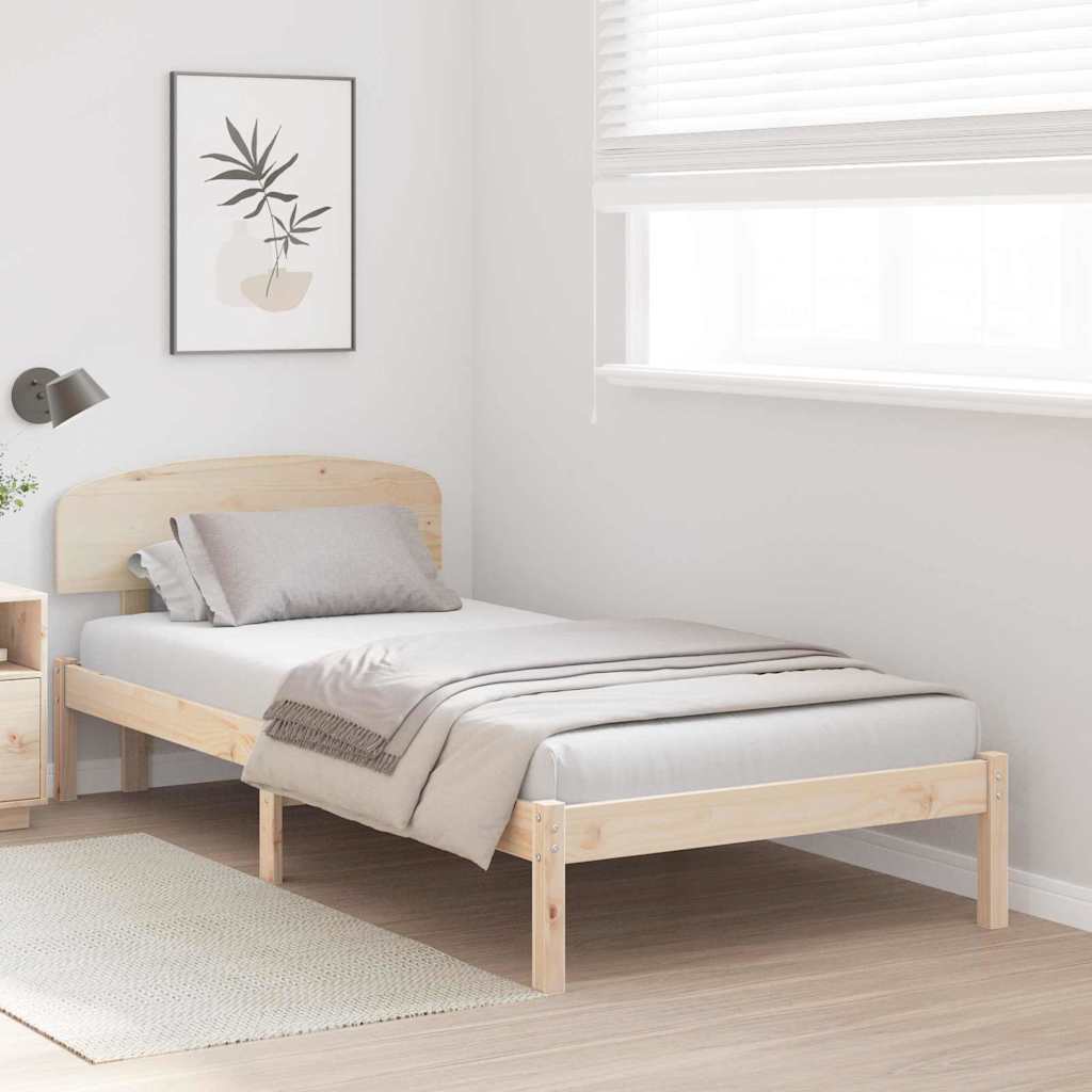 Bedframe met hoofdeinde Naturel 90 x 200 cm Massief grenenhout is nu te koop bij PeponiXL, paradijselijk wonen!