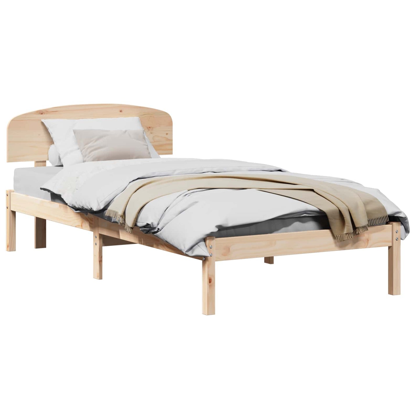 Bedframe met hoofdeinde Naturel 90 x 200 cm Massief grenenhout is nu te koop bij PeponiXL, paradijselijk wonen!