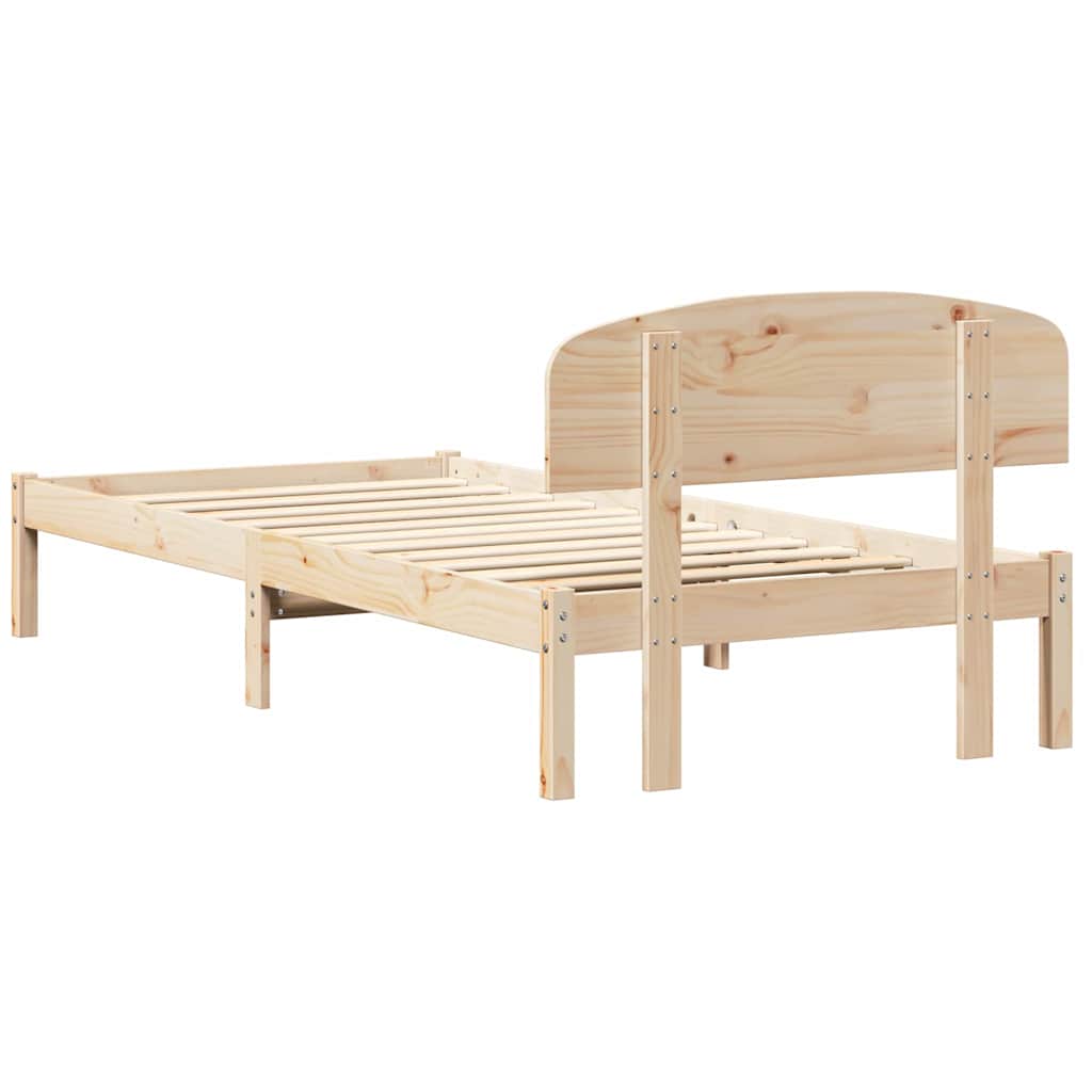 Bedframe met hoofdeinde Naturel 90 x 200 cm Massief grenenhout is nu te koop bij PeponiXL, paradijselijk wonen!