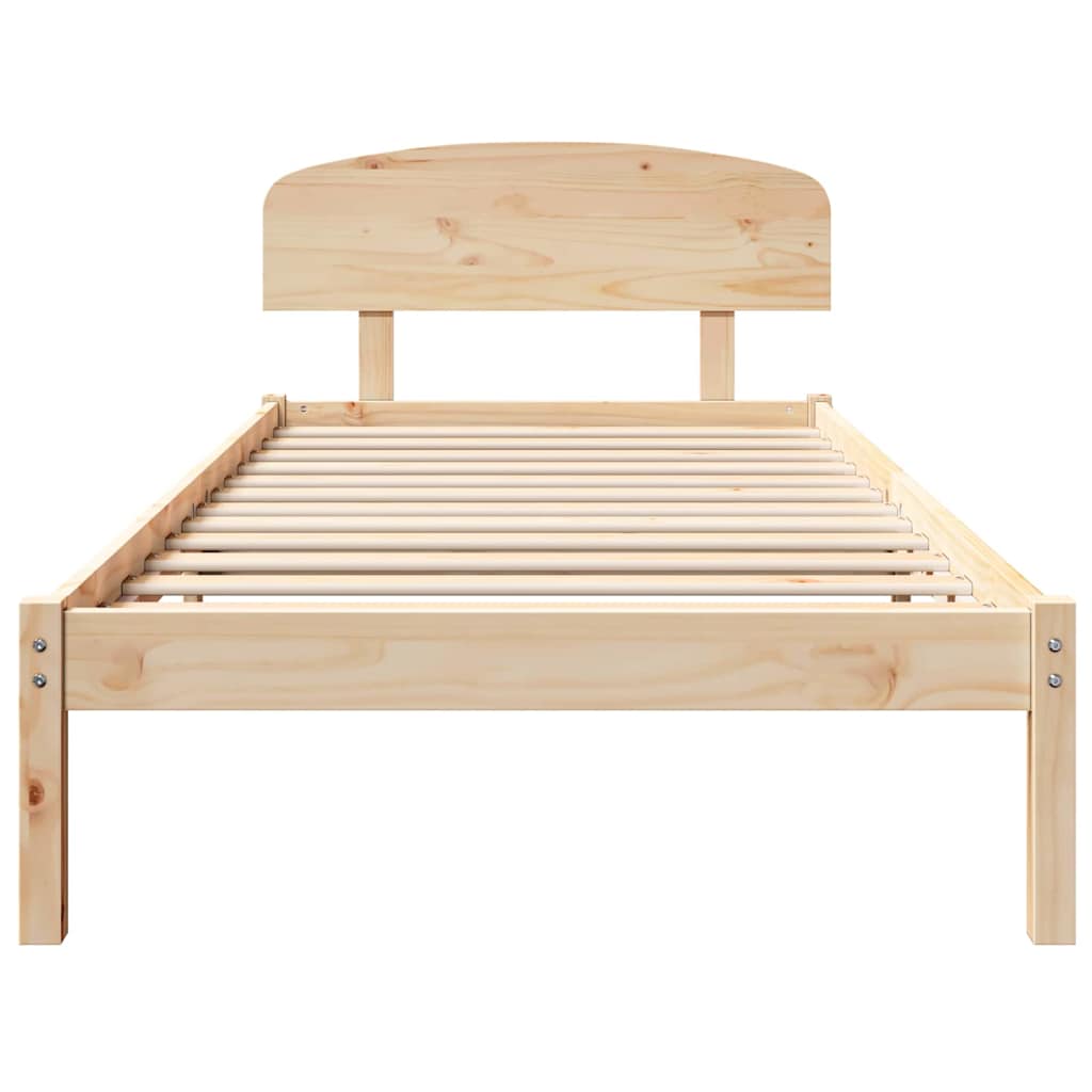 Bedframe met hoofdeinde Naturel 90 x 200 cm Massief grenenhout is nu te koop bij PeponiXL, paradijselijk wonen!