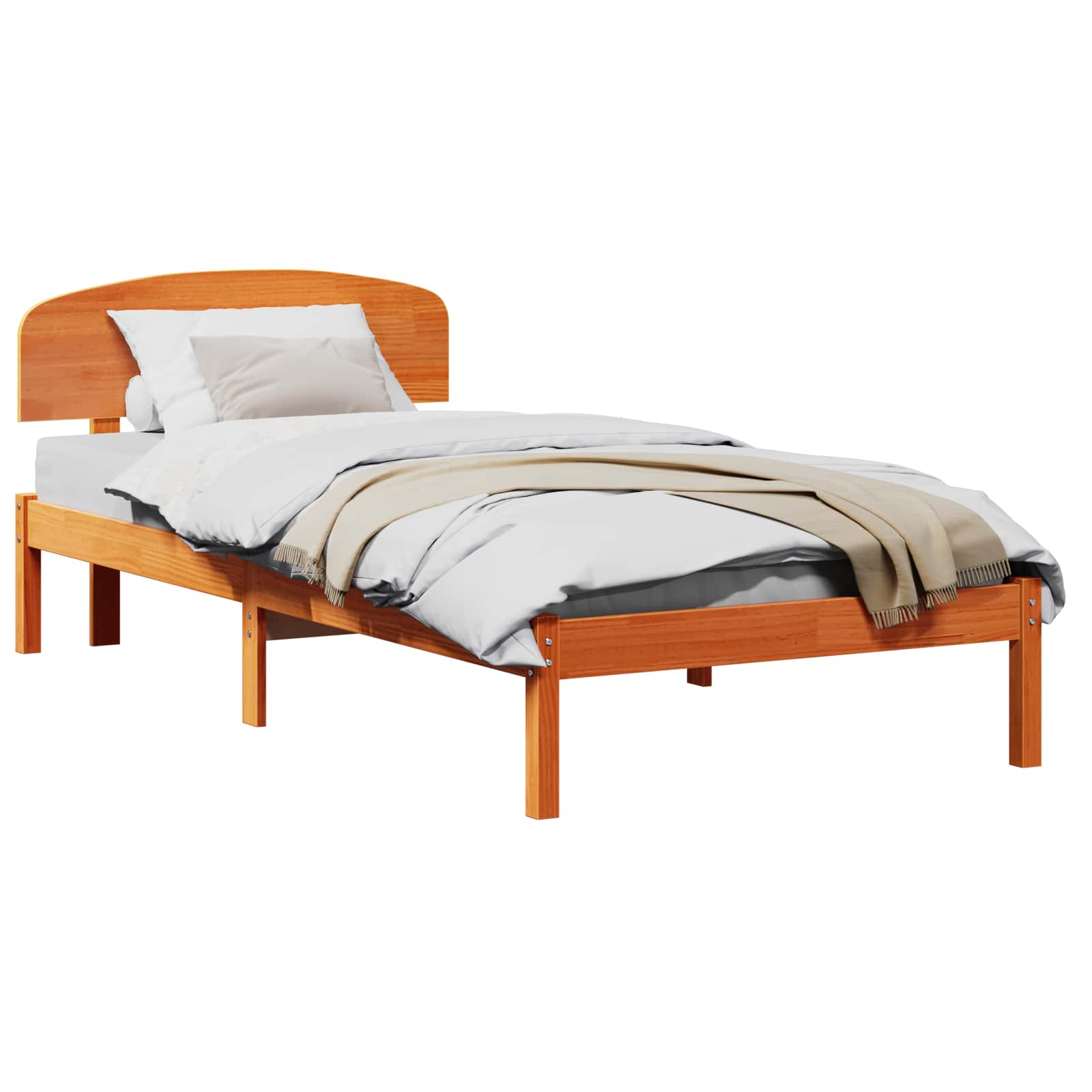 Bedframe met hoofdeinde Wasbruin 90 x 200 cm Massief grenenhout is nu te koop bij PeponiXL, paradijselijk wonen!