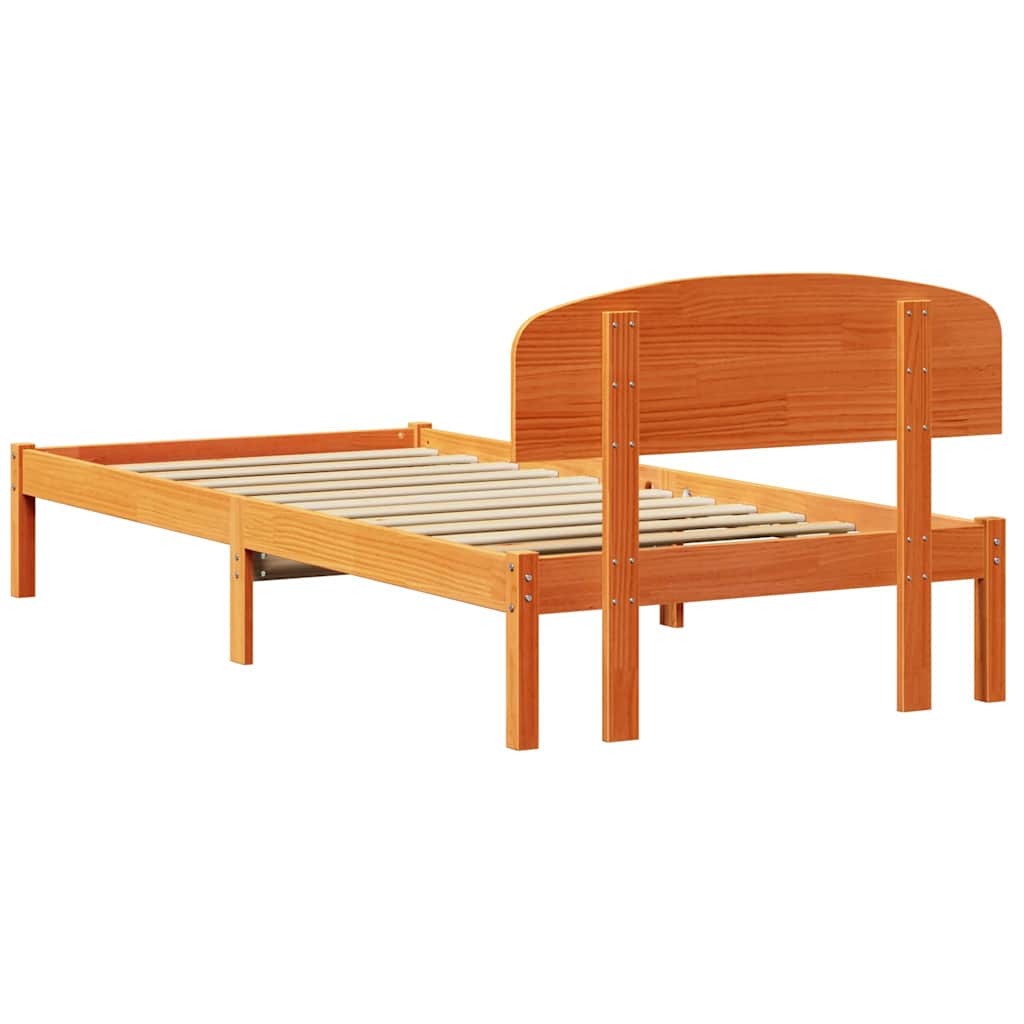 Bedframe met hoofdeinde Wasbruin 90 x 200 cm Massief grenenhout is nu te koop bij PeponiXL, paradijselijk wonen!