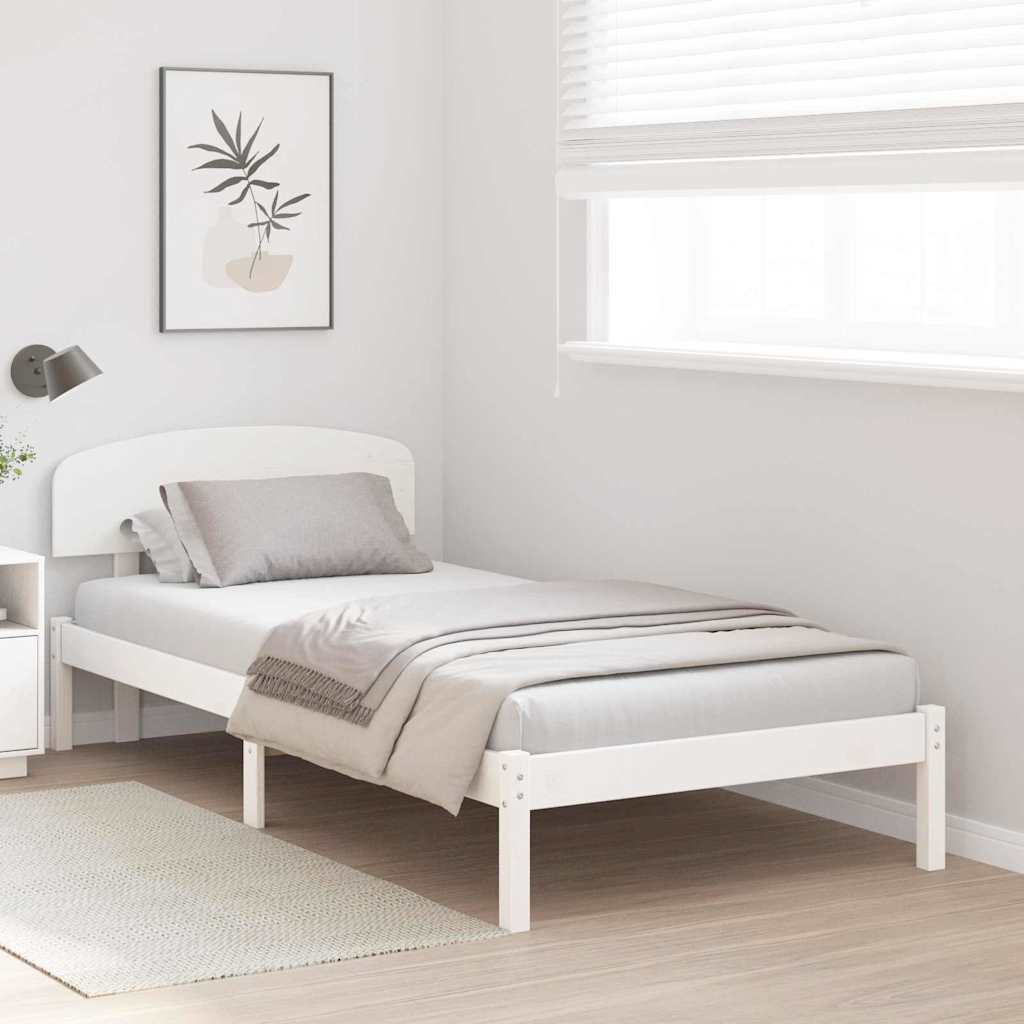 Bedframe met hoofdeinde Wit 80 x 200 cm Massief grenenhout is nu te koop bij PeponiXL, paradijselijk wonen!