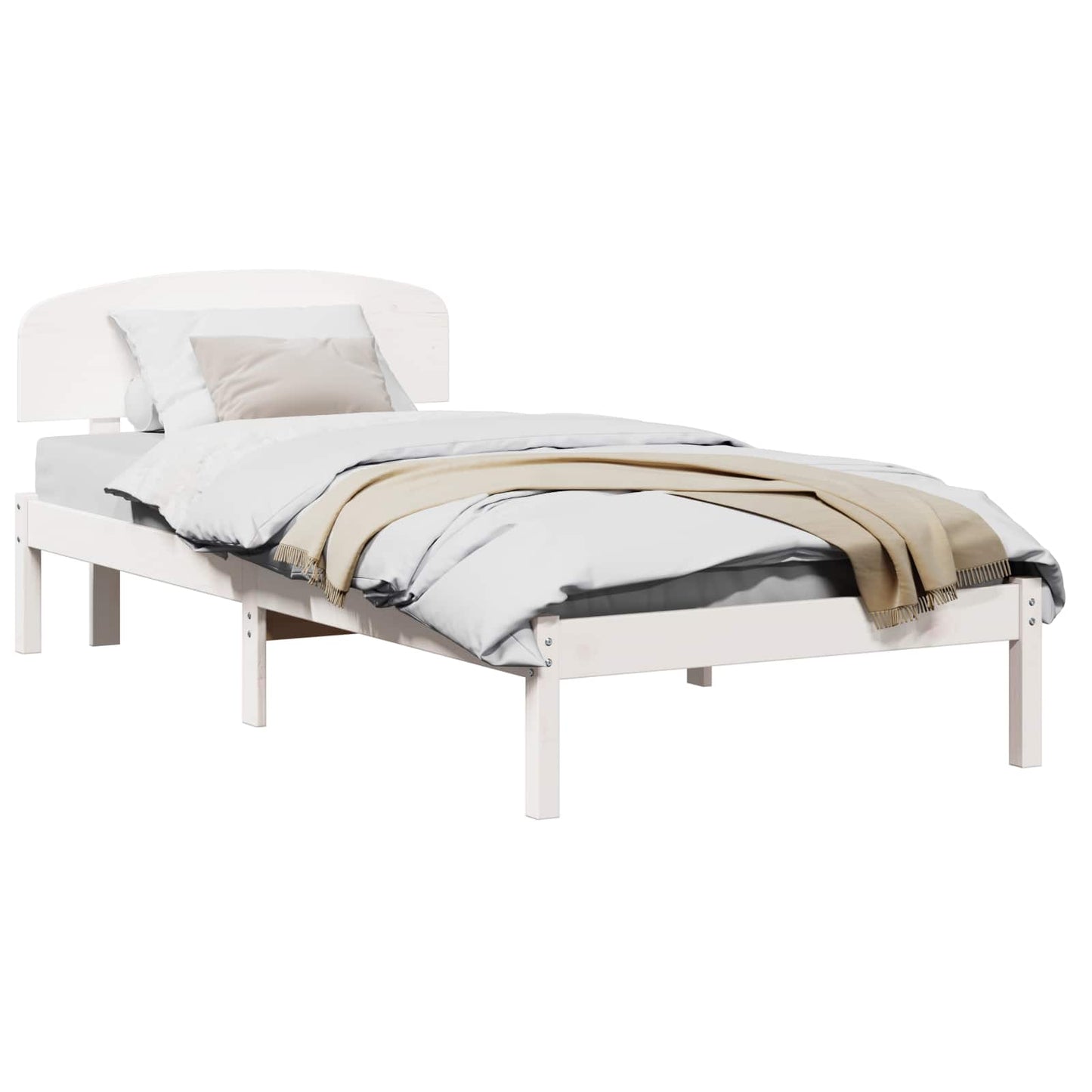 Bedframe met hoofdeinde Wit 80 x 200 cm Massief grenenhout is nu te koop bij PeponiXL, paradijselijk wonen!