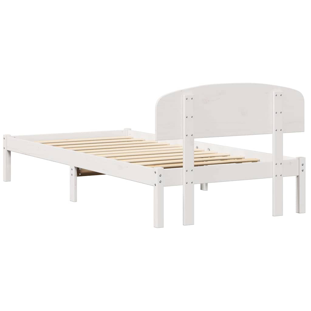 Bedframe met hoofdeinde Wit 80 x 200 cm Massief grenenhout is nu te koop bij PeponiXL, paradijselijk wonen!