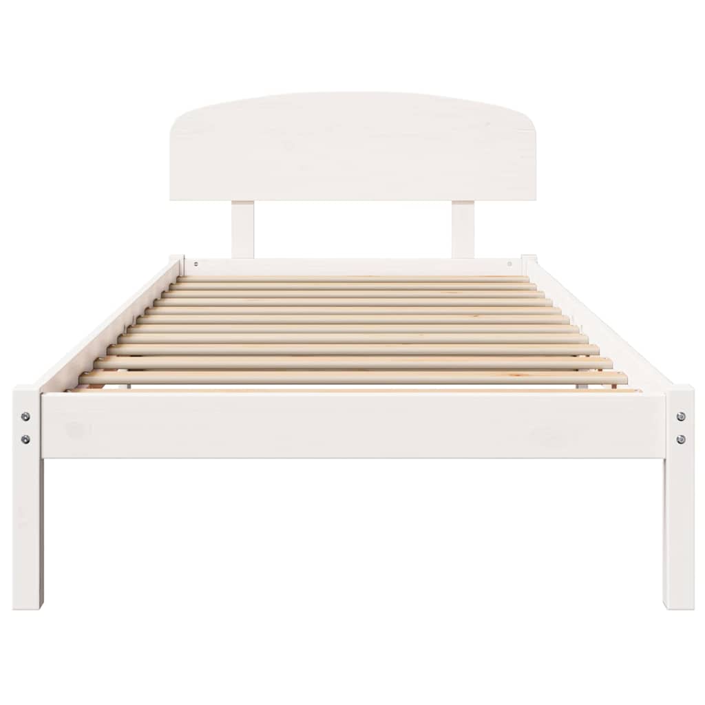 Bedframe met hoofdeinde Wit 80 x 200 cm Massief grenenhout is nu te koop bij PeponiXL, paradijselijk wonen!