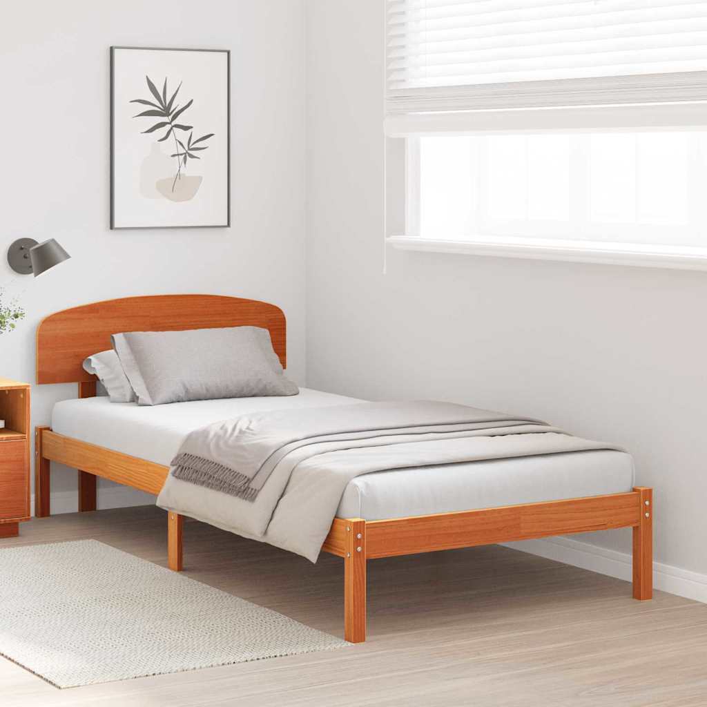 Bedframe met hoofdeinde Wasbruin 80 x 200 cm Massief grenenhout is nu te koop bij PeponiXL, paradijselijk wonen!