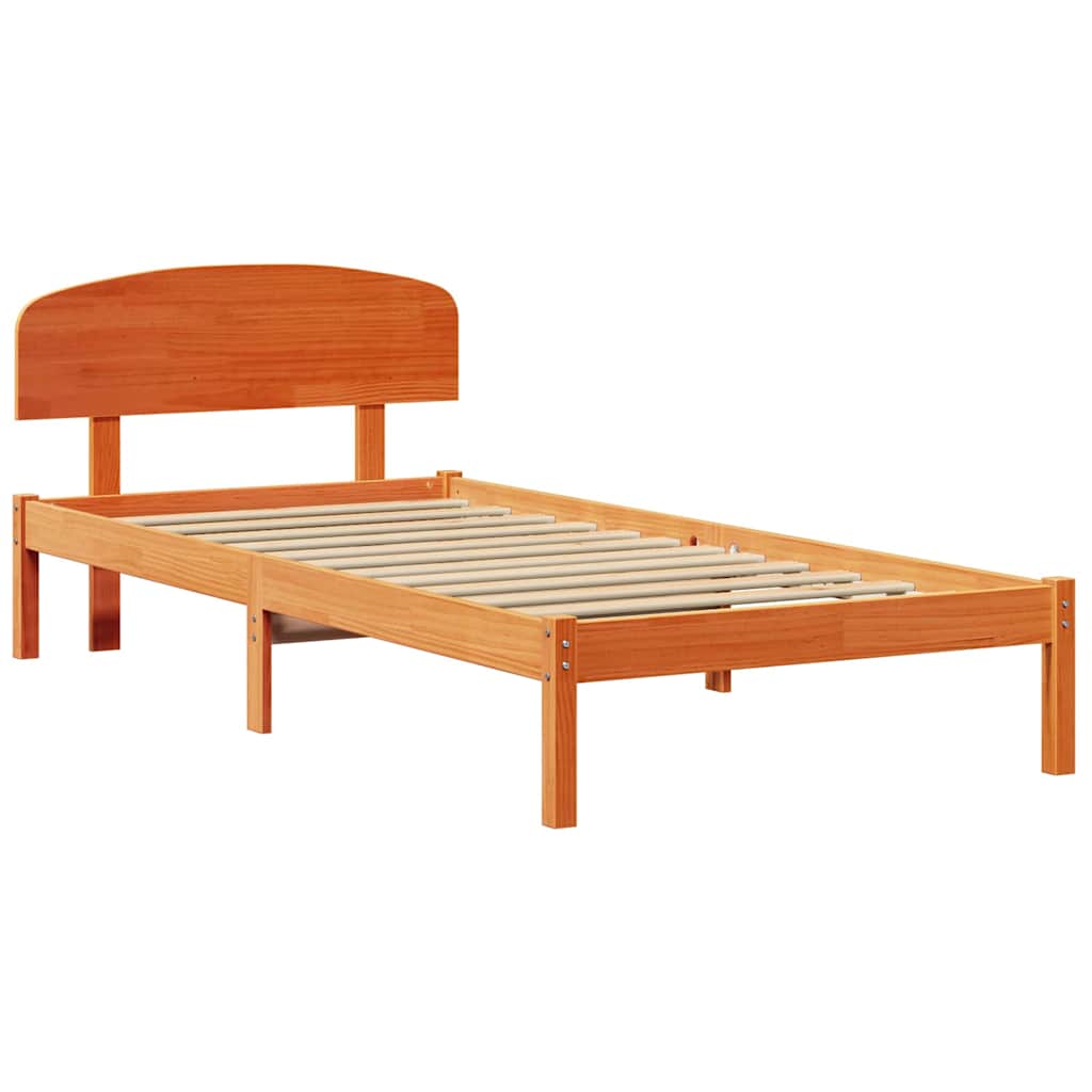 Bedframe met hoofdeinde Wasbruin 80 x 200 cm Massief grenenhout is nu te koop bij PeponiXL, paradijselijk wonen!