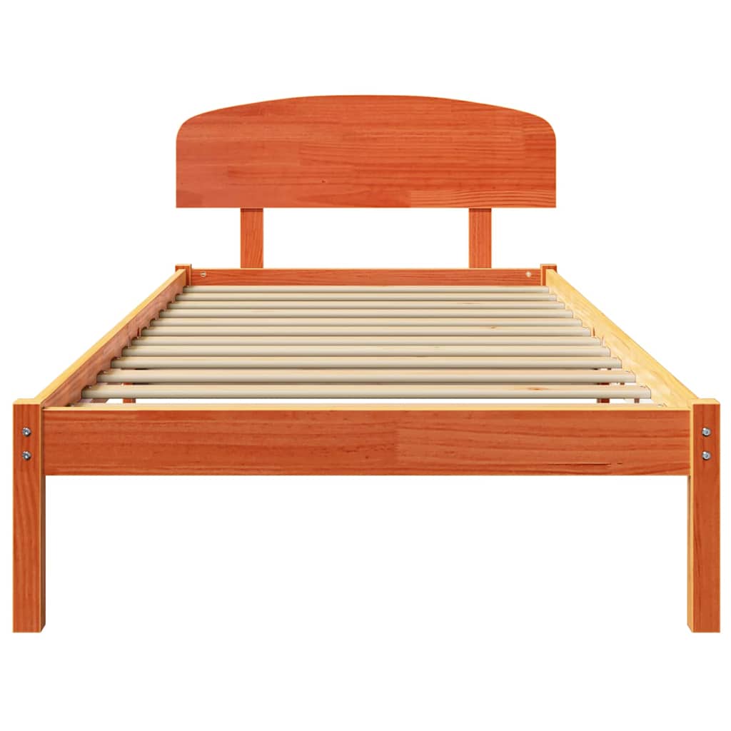 Bedframe met hoofdeinde Wasbruin 80 x 200 cm Massief grenenhout is nu te koop bij PeponiXL, paradijselijk wonen!