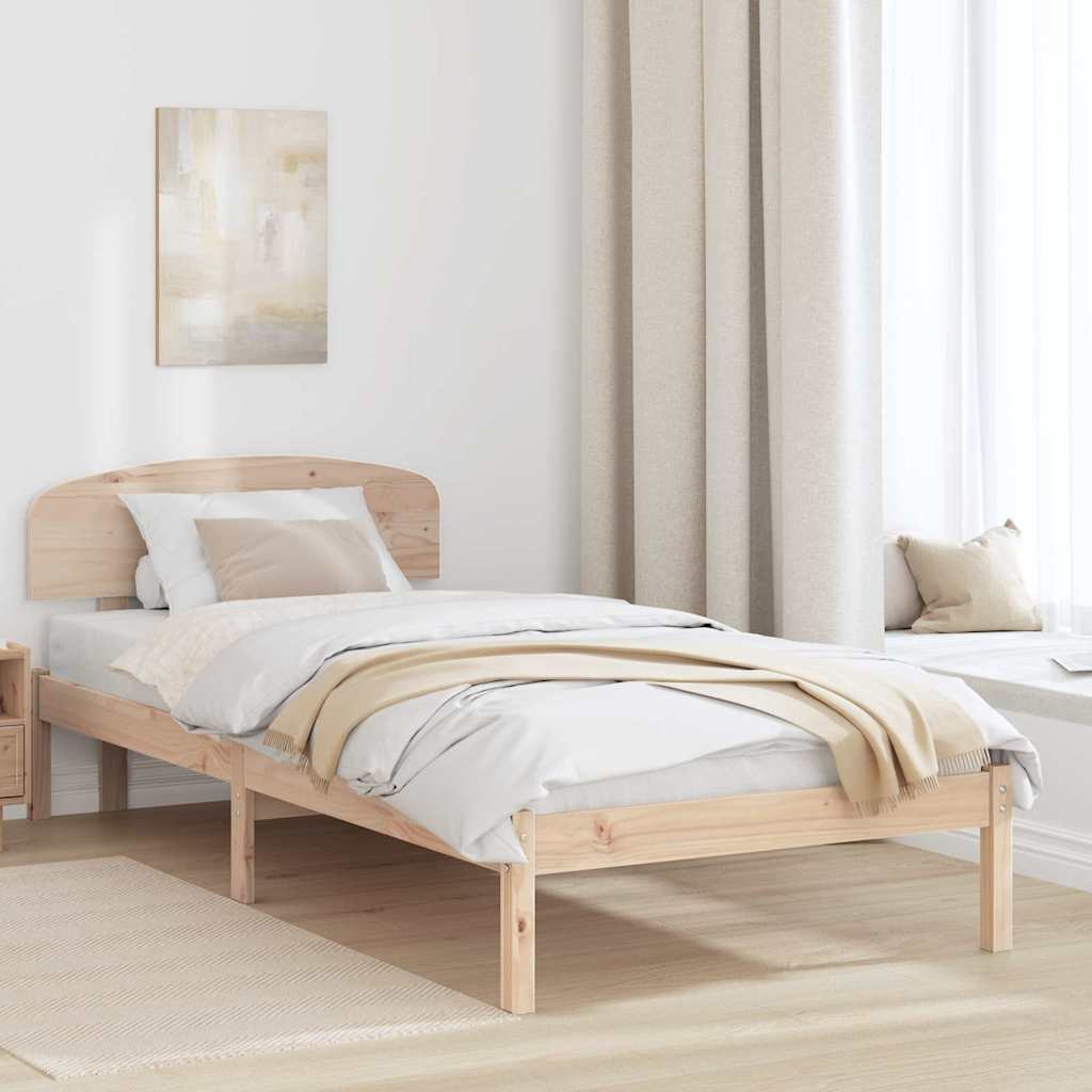 Bedframe met hoofdeinde Naturel 75 x 190 cm Massief grenenhout is nu te koop bij PeponiXL, paradijselijk wonen!