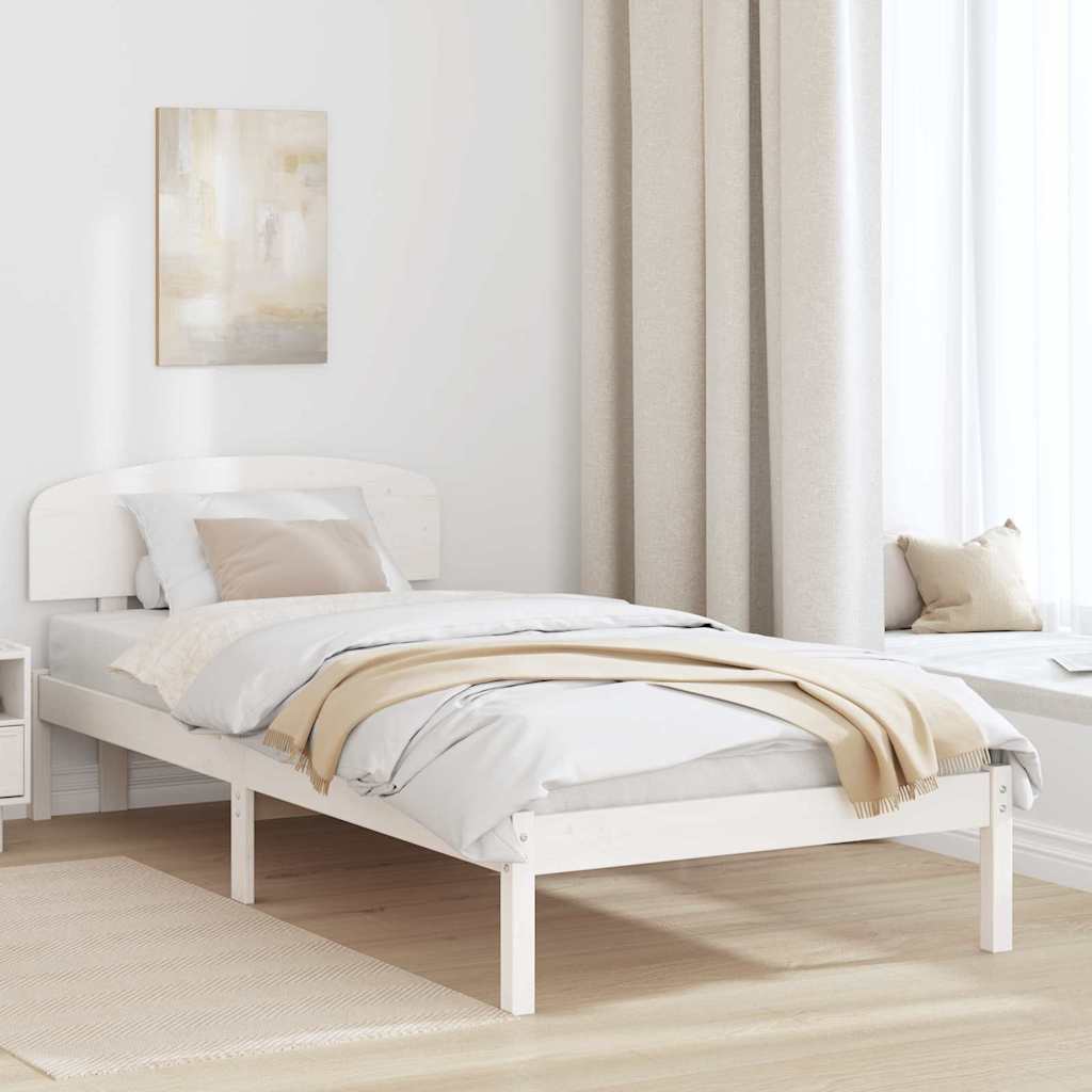 Bedframe met hoofdeinde Wit 75 x 190 cm Massief grenenhout is nu te koop bij PeponiXL, paradijselijk wonen!