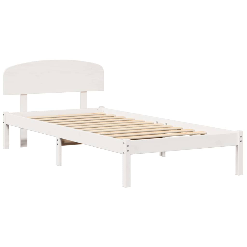 Bedframe met hoofdeinde Wit 75 x 190 cm Massief grenenhout is nu te koop bij PeponiXL, paradijselijk wonen!