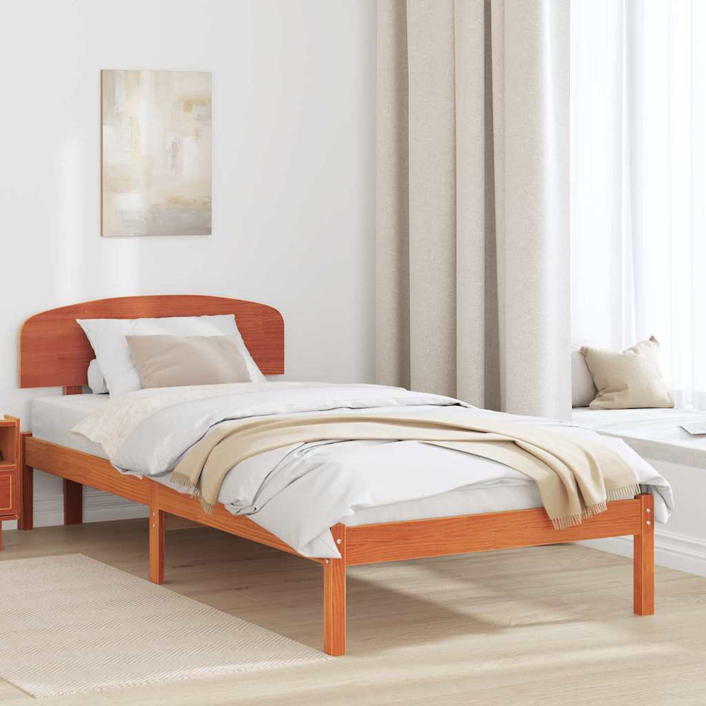 Bedframe met hoofdeinde Wasbruin 75 x 190 cm Massief grenenhout is nu te koop bij PeponiXL, paradijselijk wonen!