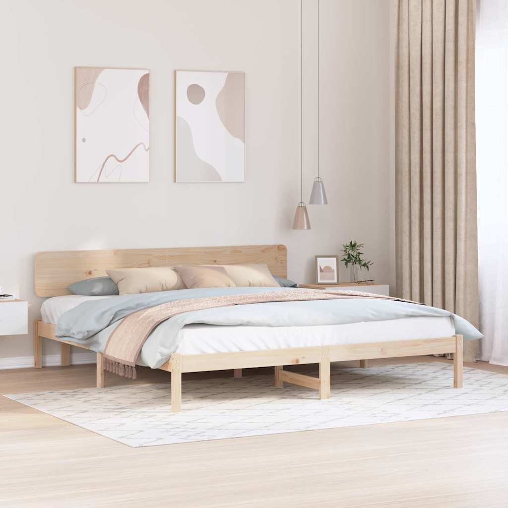 Bedframe met hoofdeinde Naturel 180 x 200 cm Massief grenenhout is nu te koop bij PeponiXL, paradijselijk wonen!