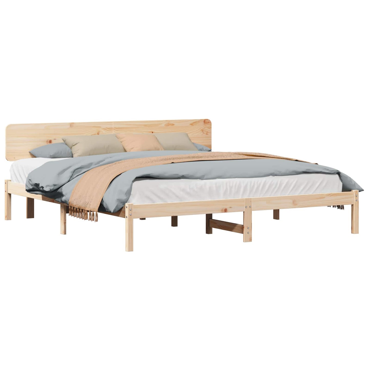 Bedframe met hoofdeinde Naturel 180 x 200 cm Massief grenenhout is nu te koop bij PeponiXL, paradijselijk wonen!