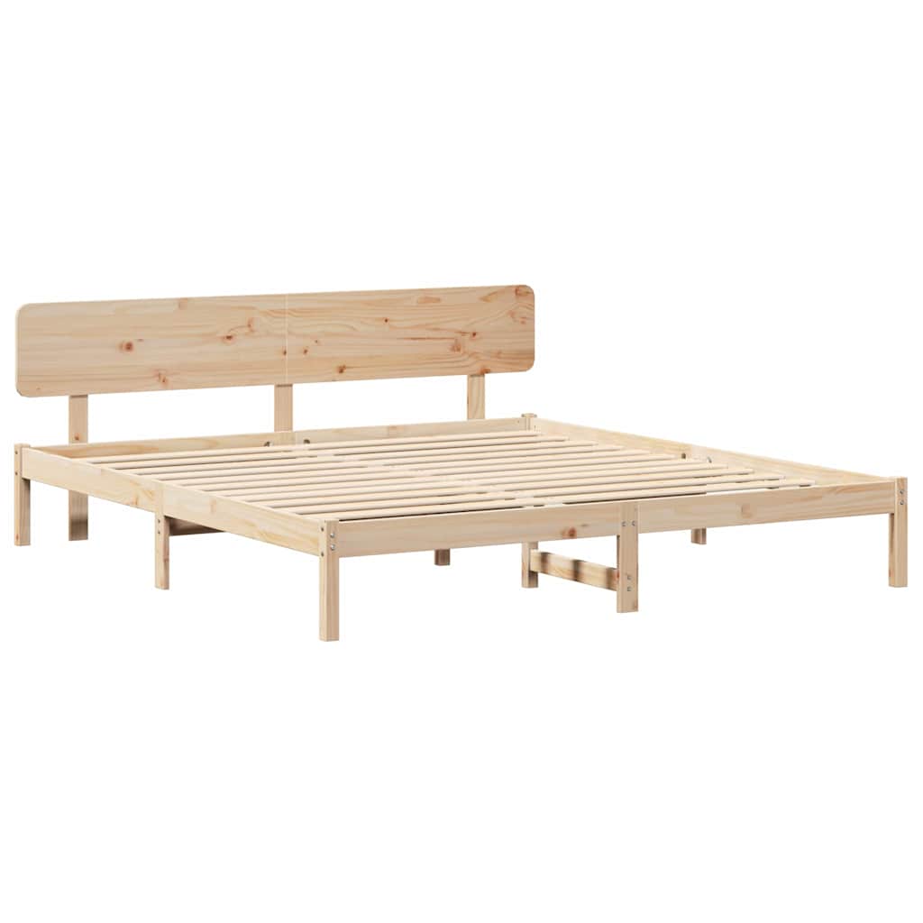 Bedframe met hoofdeinde Naturel 180 x 200 cm Massief grenenhout is nu te koop bij PeponiXL, paradijselijk wonen!