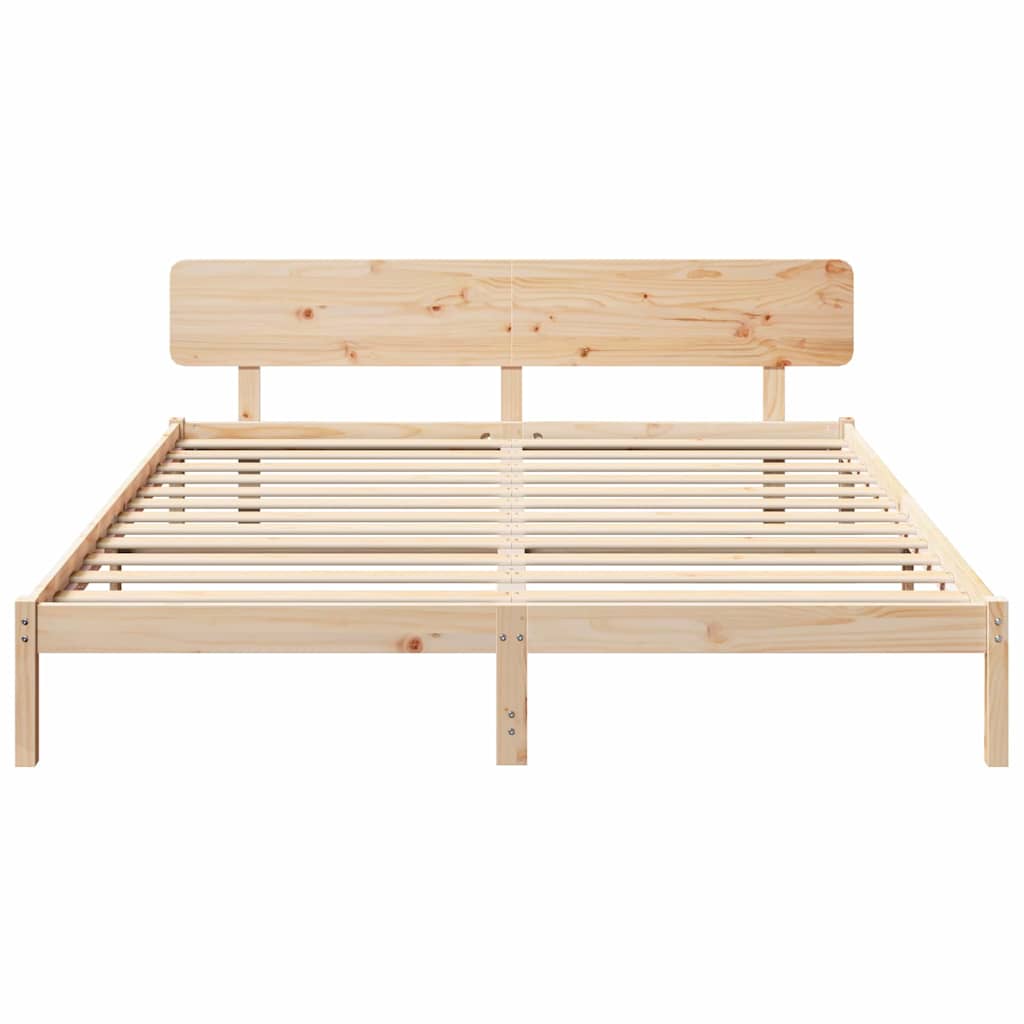 Bedframe met hoofdeinde Naturel 180 x 200 cm Massief grenenhout is nu te koop bij PeponiXL, paradijselijk wonen!