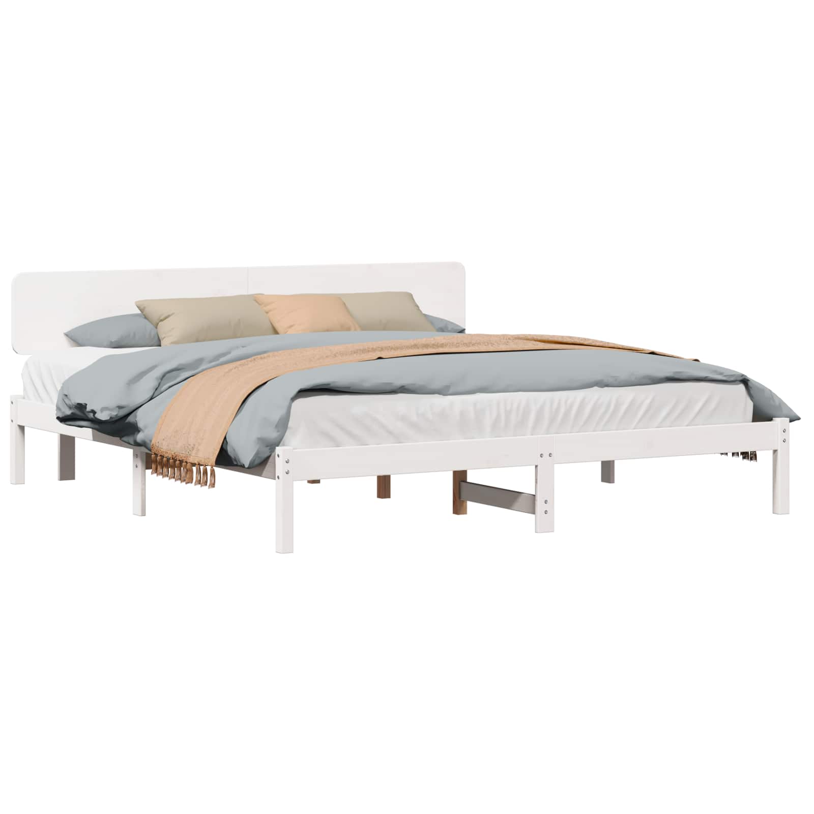Bedframe met hoofdeinde Wit 180 x 200 cm Massief grenenhout is nu te koop bij PeponiXL, paradijselijk wonen!