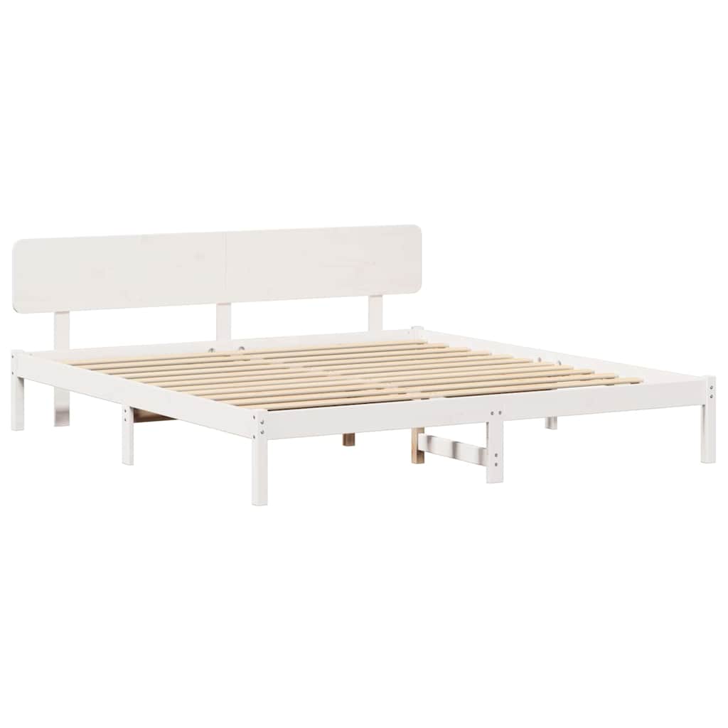 Bedframe met hoofdeinde Wit 180 x 200 cm Massief grenenhout is nu te koop bij PeponiXL, paradijselijk wonen!
