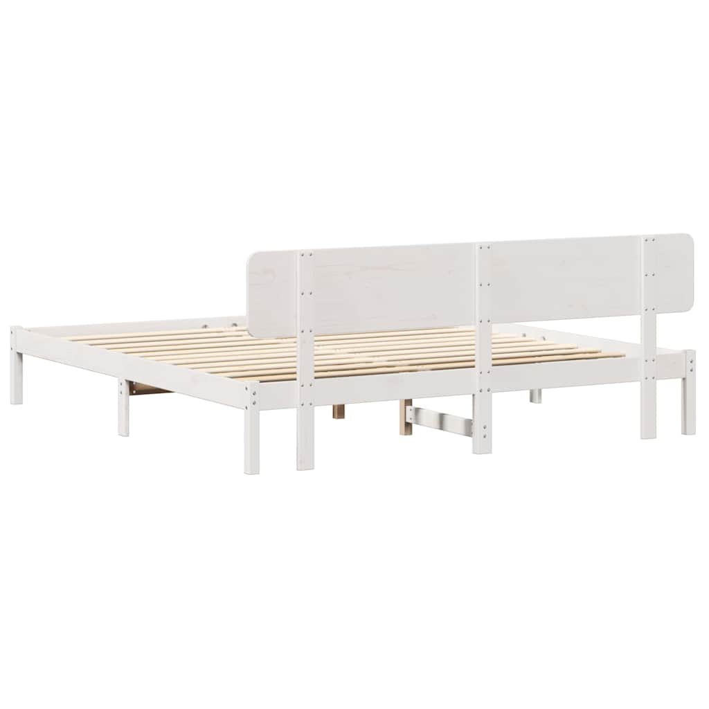 Bedframe met hoofdeinde Wit 180 x 200 cm Massief grenenhout is nu te koop bij PeponiXL, paradijselijk wonen!