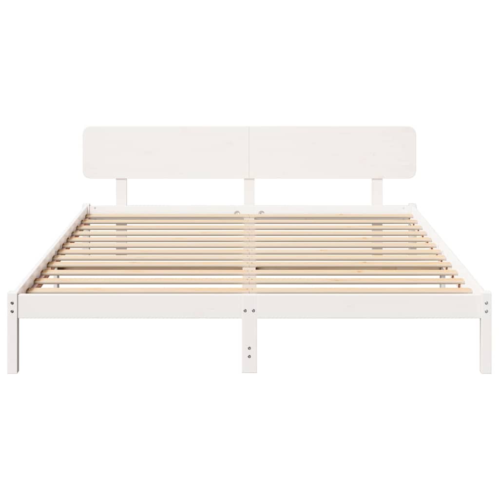 Bedframe met hoofdeinde Wit 180 x 200 cm Massief grenenhout is nu te koop bij PeponiXL, paradijselijk wonen!