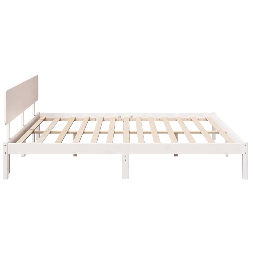 Bedframe met hoofdeinde Wit 180 x 200 cm Massief grenenhout is nu te koop bij PeponiXL, paradijselijk wonen!