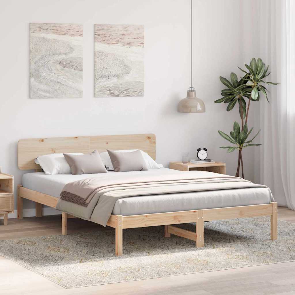 Bedframe met hoofdeinde Naturel 160 x 200 cm Massief grenenhout is nu te koop bij PeponiXL, paradijselijk wonen!