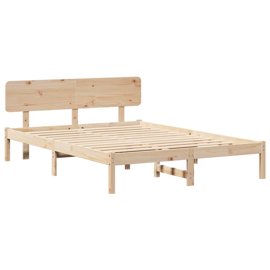 Bedframe met hoofdeinde Naturel 160 x 200 cm Massief grenenhout is nu te koop bij PeponiXL, paradijselijk wonen!