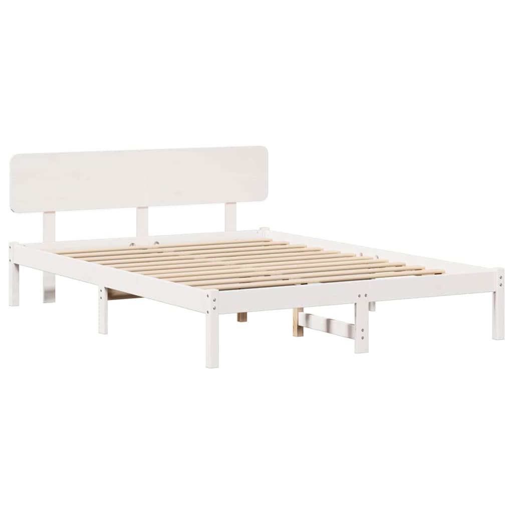 Bedframe met hoofdeinde Wit 160 x 200 cm Massief grenenhout is nu te koop bij PeponiXL, paradijselijk wonen!