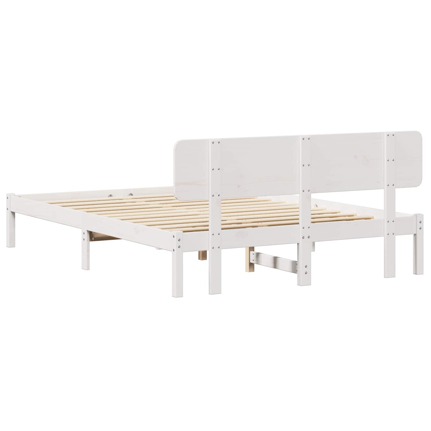 Bedframe met hoofdeinde Wit 150 x 200 cm Massief grenenhout is nu te koop bij PeponiXL, paradijselijk wonen!