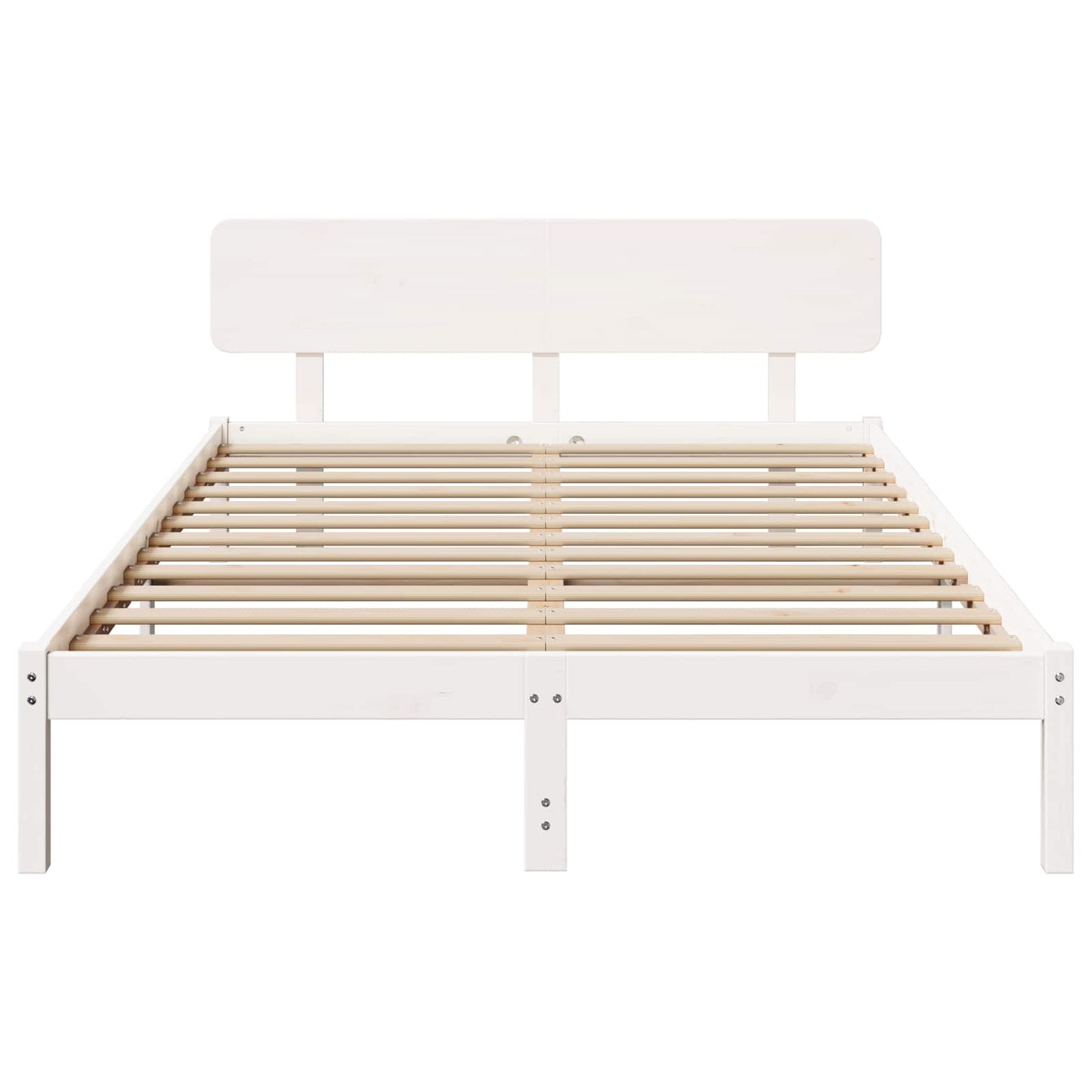 Bedframe met hoofdeinde Wit 140 x 200 cm Massief grenenhout is nu te koop bij PeponiXL, paradijselijk wonen!