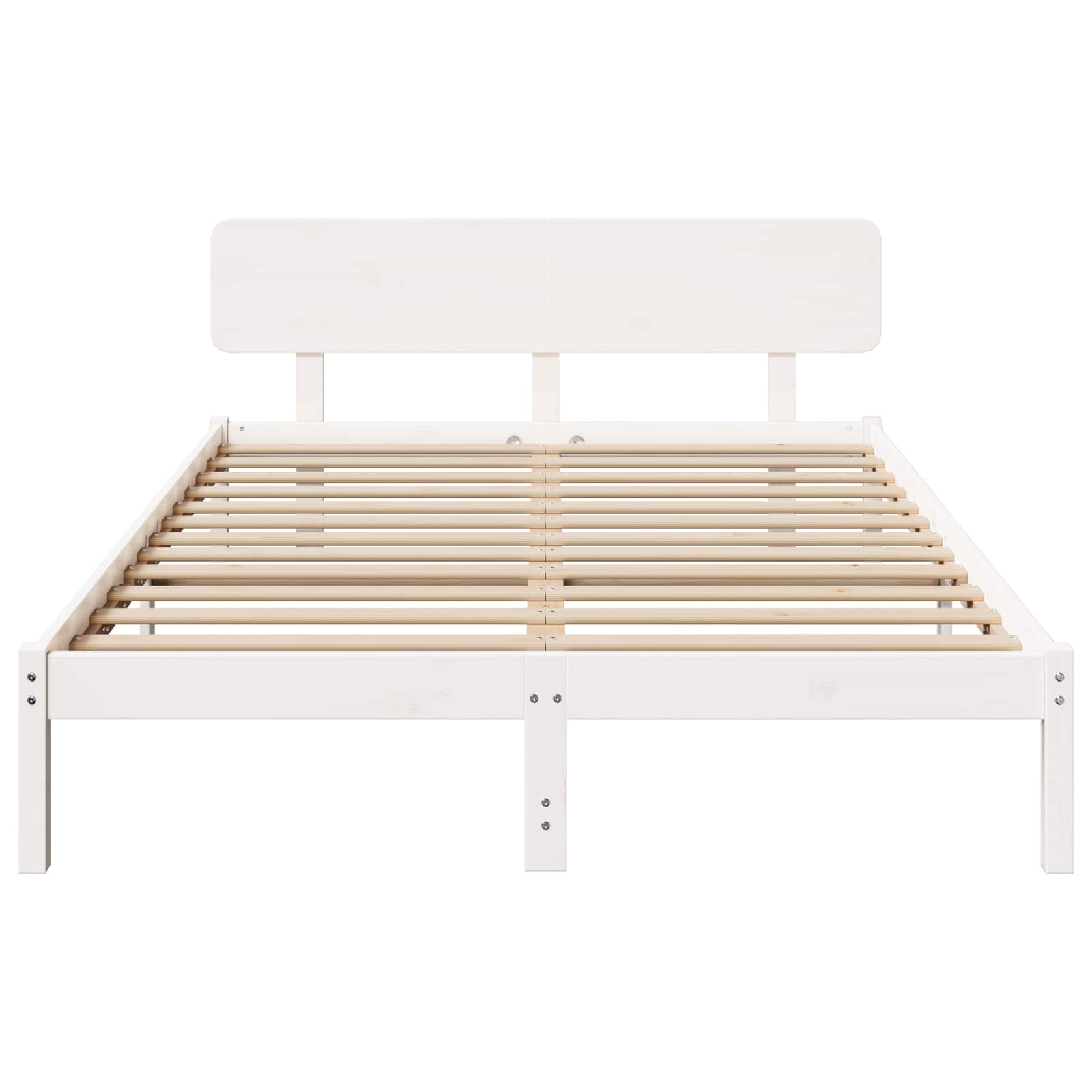 Bedframe met hoofdeinde Wit 140 x 200 cm Massief grenenhout is nu te koop bij PeponiXL, paradijselijk wonen!
