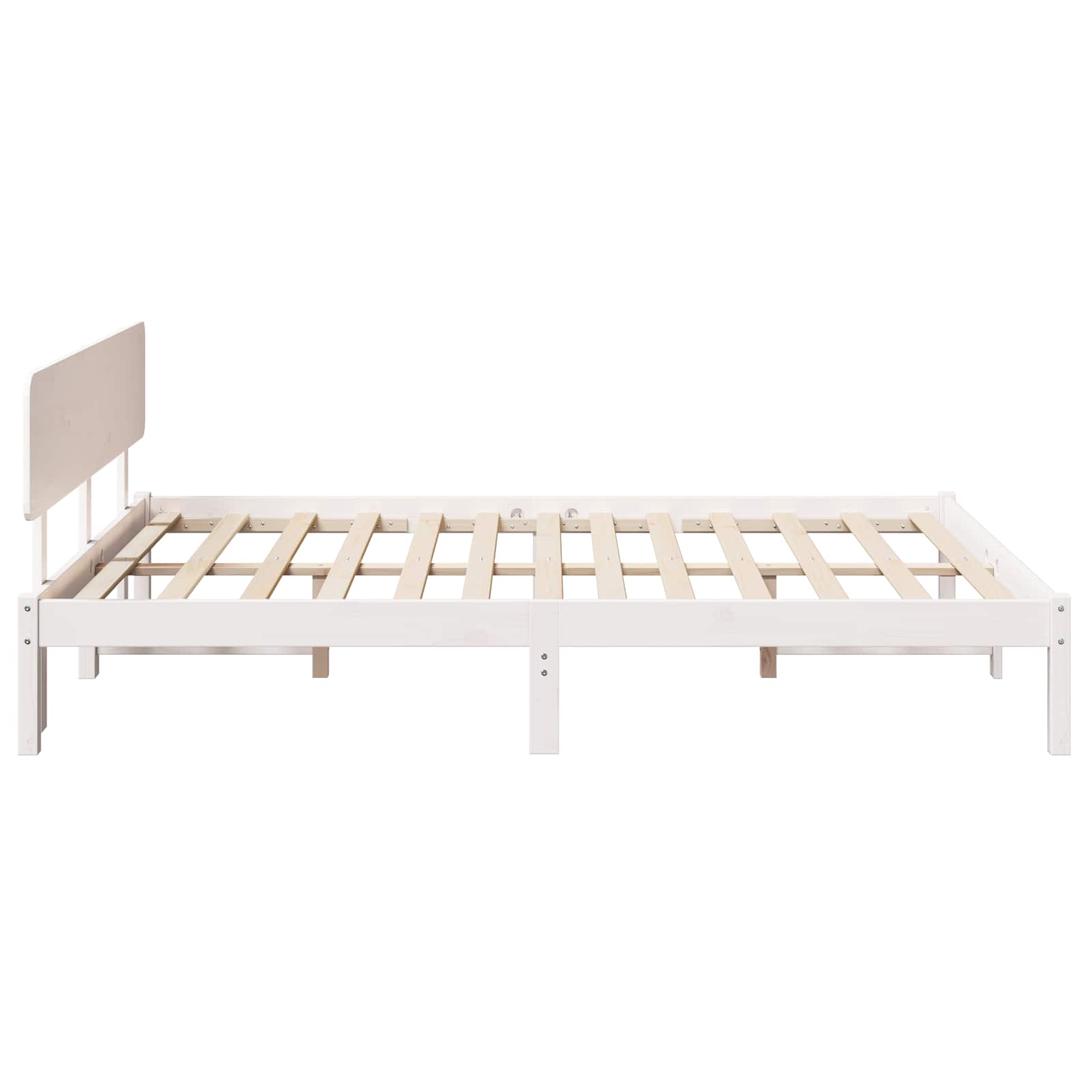 Bedframe met hoofdeinde Wit 140 x 200 cm Massief grenenhout is nu te koop bij PeponiXL, paradijselijk wonen!