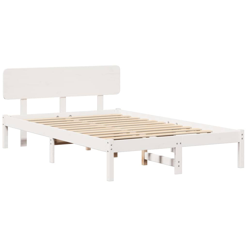 Bedframe met hoofdeinde Wit 120 x 200 cm Massief grenenhout is nu te koop bij PeponiXL, paradijselijk wonen!