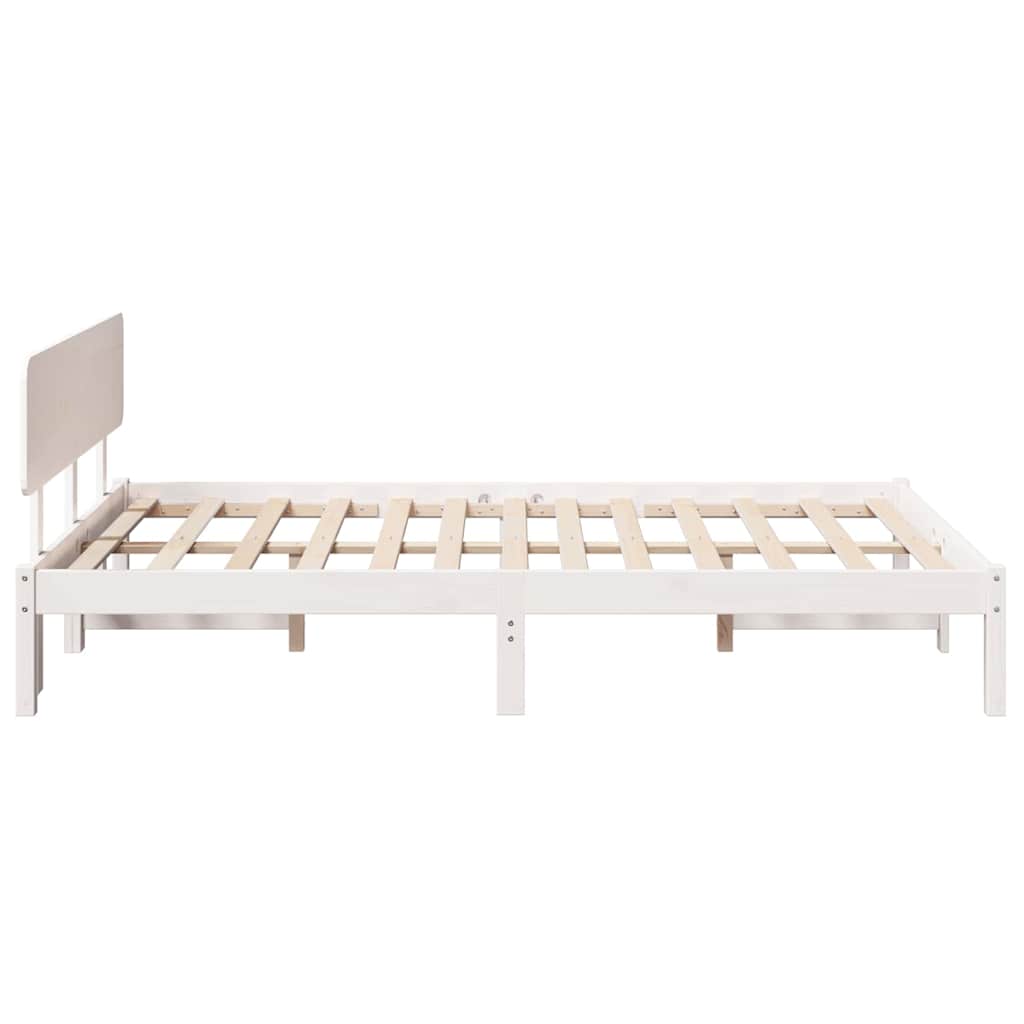 Bedframe met hoofdeinde Wit 120 x 200 cm Massief grenenhout is nu te koop bij PeponiXL, paradijselijk wonen!