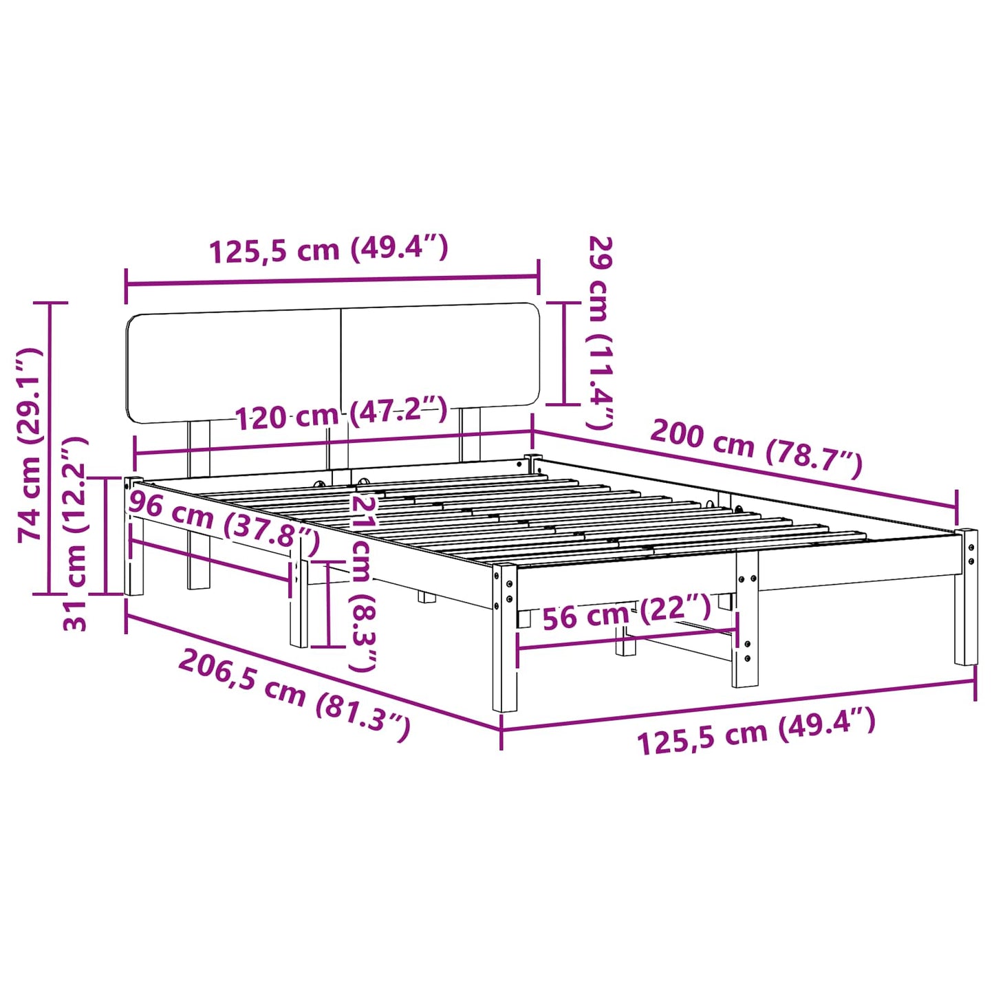 Bedframe Wasbruin 120 x 200 cm Massief grenenhout is nu te koop bij PeponiXL, paradijselijk wonen!