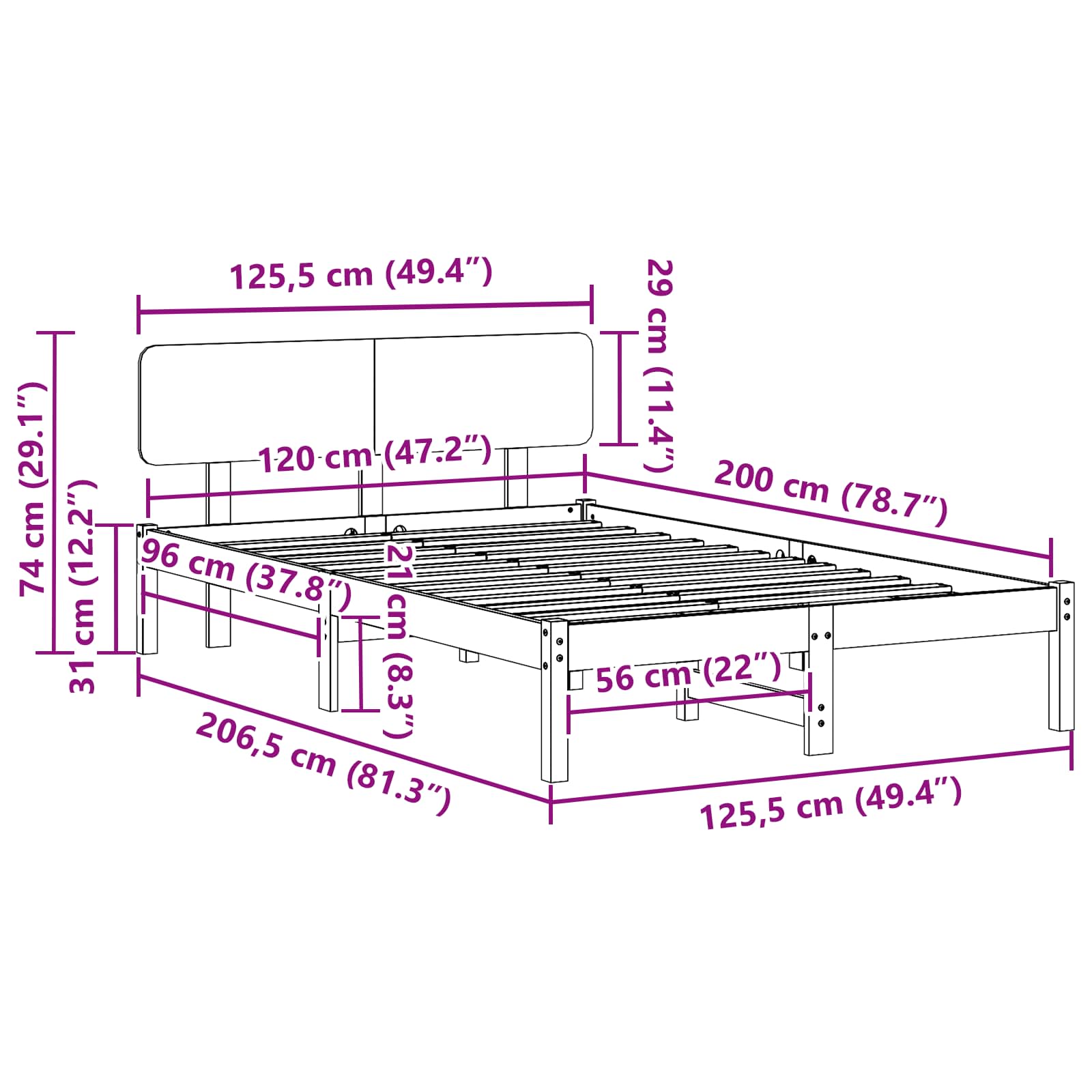 Bedframe Wasbruin 120 x 200 cm Massief grenenhout is nu te koop bij PeponiXL, paradijselijk wonen!