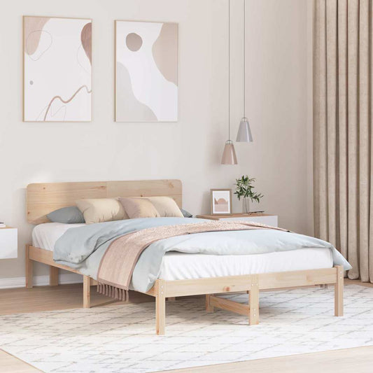 Bedframe met hoofdeinde Naturel 140 x 190 cm Massief grenenhout is nu te koop bij PeponiXL, paradijselijk wonen!