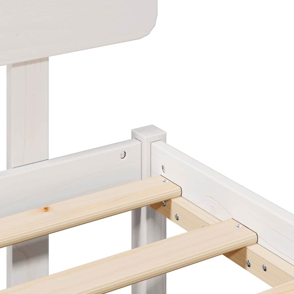 Bedframe met hoofdeinde Wit 135 x 190 cm Massief grenenhout is nu te koop bij PeponiXL, paradijselijk wonen!