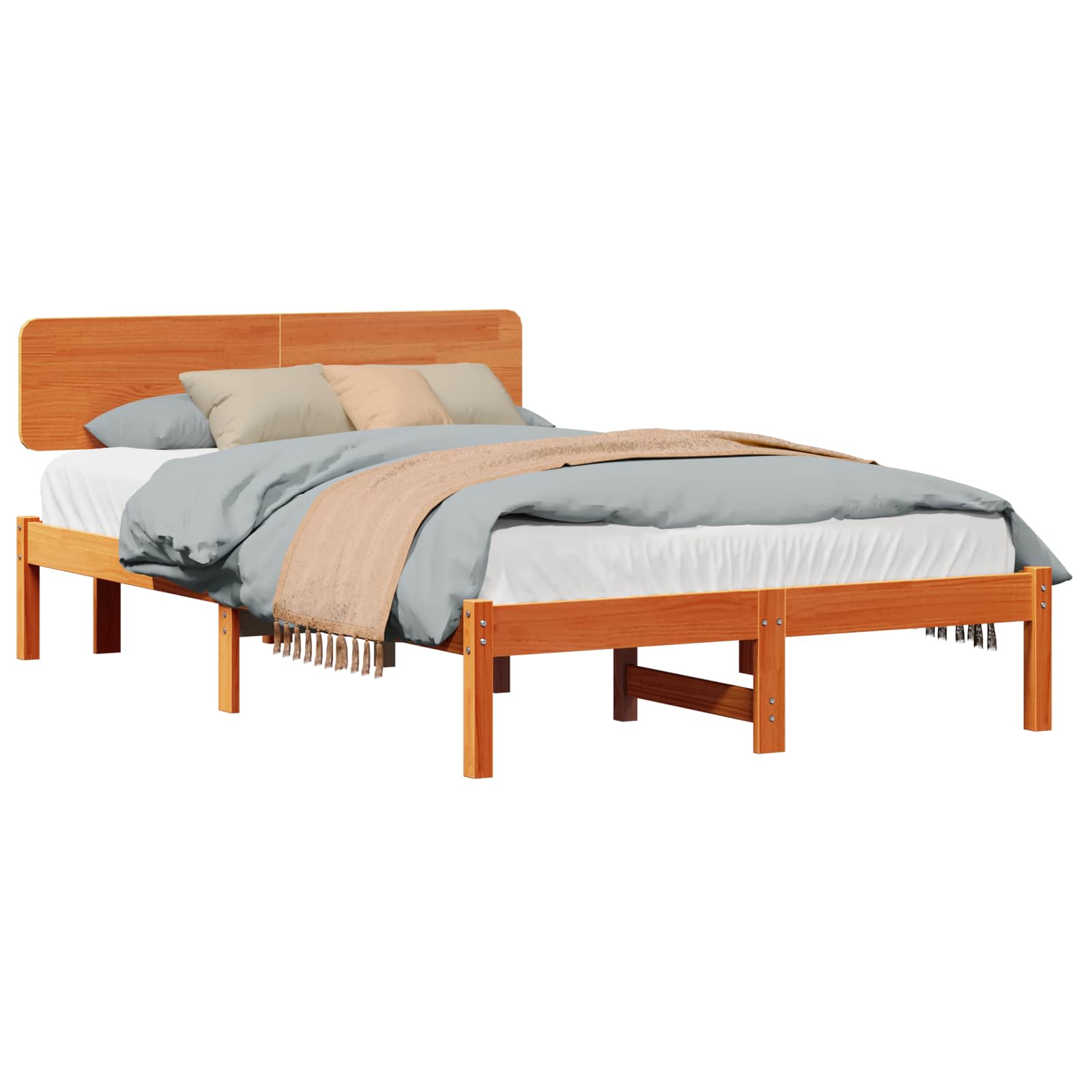 Bedframe Wasbruin 135 x 190 cm Massief grenenhout is nu te koop bij PeponiXL, paradijselijk wonen!