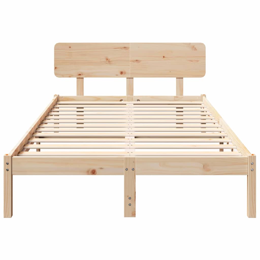 Bedframe met hoofdeinde Naturel 120 x 190 cm Massief grenenhout is nu te koop bij PeponiXL, paradijselijk wonen!